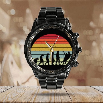 Discover Retro Ice Dancing Evolution Design Calendar Steel Band Watch
