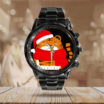 Discover Cute Winter Tiger Cub Calendar Steel Band Watch