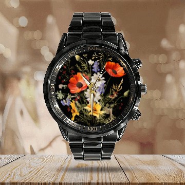 Discover Vintage Calendar Steel Band Watch Pressed Flowers Wildflowers Nature