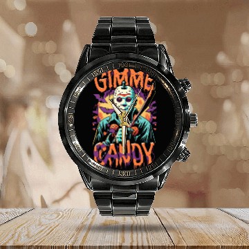 Discover Halloween Gimme Candy Spooky Season Calendar Steel Band Watch