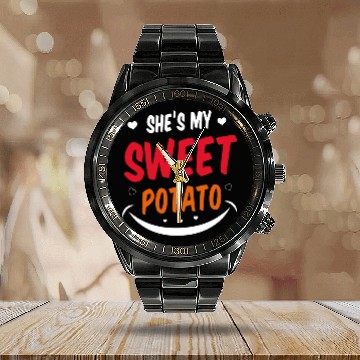 Discover She Is My Sweet Potato Calendar Steel Band Watch