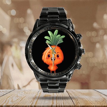 Discover Kawaii Carrot: Cute Vegetable Pal Calendar Steel Band Watch