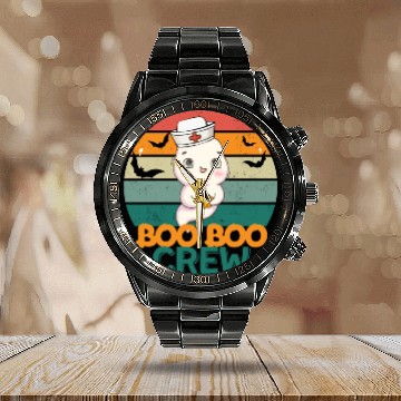 Discover Boo Boo Crew Ghost Halloween Paramedic Nurse Ghost Calendar Steel Band Watch