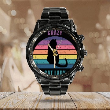 Discover crazy cat lady Calendar Steel Band Watch