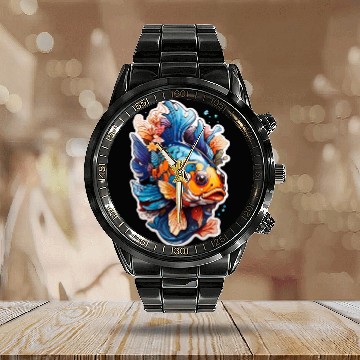 Discover Mandarin Fish Kawaii Calendar Steel Band Watch