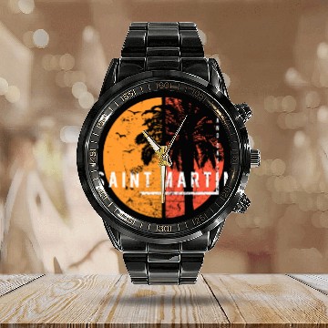 Discover Artistic Grand Case Saint Martin Cool Vacation Calendar Steel Band Watch