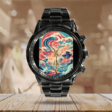 Discover Retro Wave Nostalgia Calendar Steel Band Watch