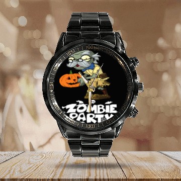 Discover Party For Zombies Calendar Steel Band Watch