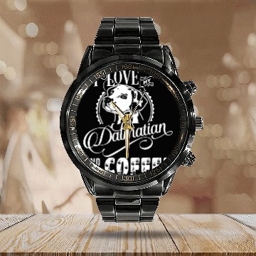 Discover I Love My Dalmatian And Coffee Calendar Steel Band Watch