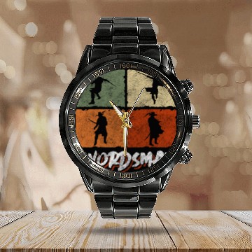 Discover Sword Fencing Victory Calendar Steel Band Watch