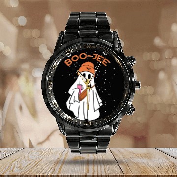 Discover Spooky Season Cute Ghost Halloween Costume Boo-Jee Calendar Steel Band Watch