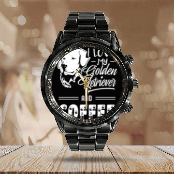 Discover I Love My Golden Retriever And Coffee Calendar Steel Band Watch