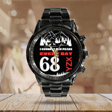 Discover conquer new peaks every day Calendar Steel Band Watch
