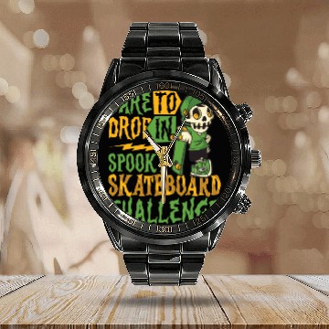 Discover Spooky Horror Skateboarder Halloween Skateboarding Calendar Steel Band Watch