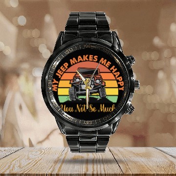 Discover my jeep makes me happy Calendar Steel Band Watch