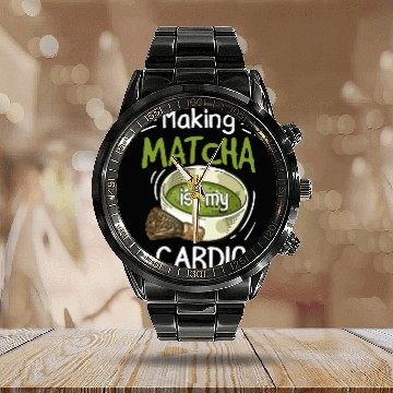 Discover Green Tea Lover Japanese Matcha Latte Drink Matcha Calendar Steel Band Watch