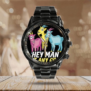 Discover Goat Lover Kid Ranch Wool Farm Animal Farming Calendar Steel Band Watch