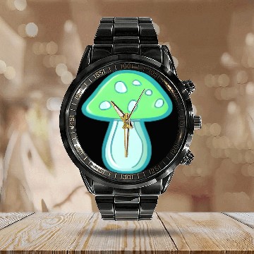 Discover Mushroom CV2 Light Green and Blue Calendar Steel Band Watch