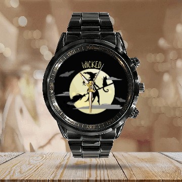 Discover Wicked Cat Witch Funny Halloween Witch Calendar Steel Band Watch