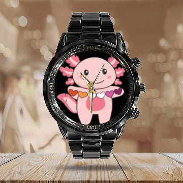 Discover Lesbian Flag Lesbian Pride Lgbtq Axolotl Calendar Steel Band Watch