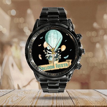 Discover Albuquerque International Balloon Fiesta Skyline Calendar Steel Band Watch