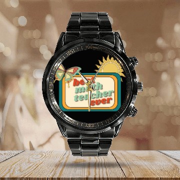 Discover Teacher Appreciation, best math teacher ever Calendar Steel Band Watch
