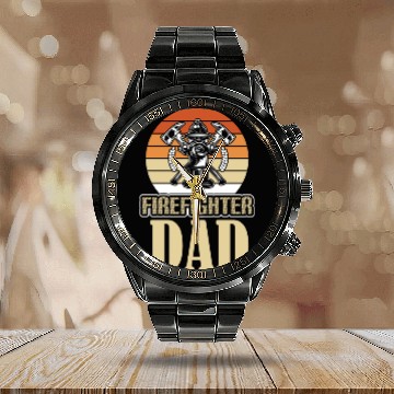 Discover FIREFIGHTER DAD Calendar Steel Band Watch