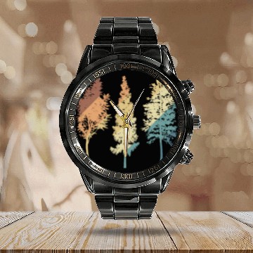 Discover Tree Friends in Nature Leaves Environment Calendar Steel Band Watch