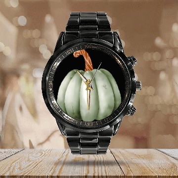 Discover Green Pumpkin Watercolor Calendar Steel Band Watch