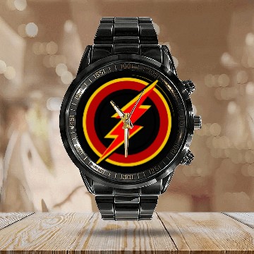 Discover Red and yellow color Gorilla thunder circle design Calendar Steel Band Watch
