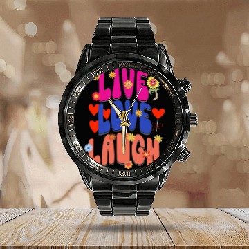 Discover LIVE LOVE LAUGH Calendar Steel Band Watch