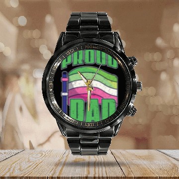 Discover Proud Dad Abrosexual Father's Day Gift LGBTQ Calendar Steel Band Watch
