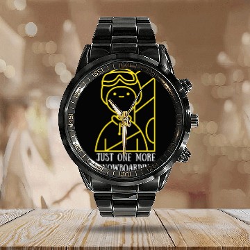 Discover Just One More Snowboarding Snowboarding Lover Calendar Steel Band Watch