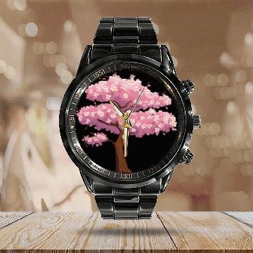 Discover Sakura Serenity: Blossom-Infused Calendar Steel Band Watch