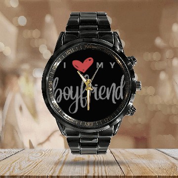 Discover I Love My Boyfriend Calendar Steel Band Watch