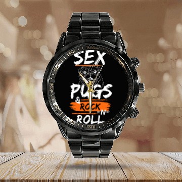 Discover Mops and Roll - The Rockin' Pug Calendar Steel Band Watch