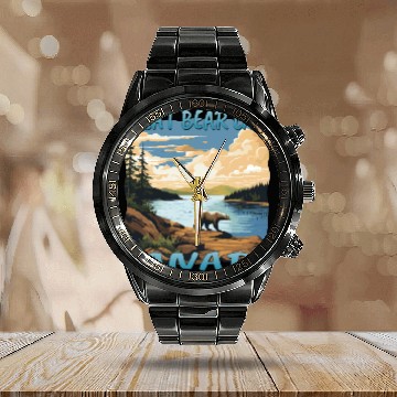 Discover A colorful poster featuring a breathtaking view of Calendar Steel Band Watch