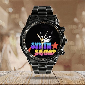 Discover Cool Cat A Retro Synth Squad Adventure in Yellow Calendar Steel Band Watch
