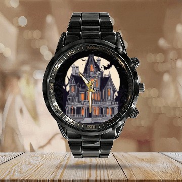 Discover Gothic Haunted House Calendar Steel Band Watch