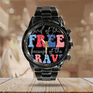 Discover Land of the free because the brave Calendar Steel Band Watch