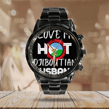 Discover Funny Djiboutian Husband Proud Wife Calendar Steel Band Watch