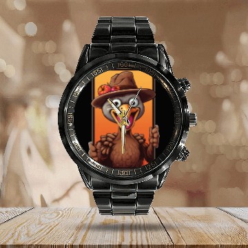 Discover Selfie Bird Turkey Holiday Animal Pet Lover Calendar Steel Band Watch