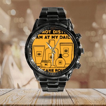 Discover Skincare Routine Funny Design Do Not Disturb Calendar Steel Band Watch