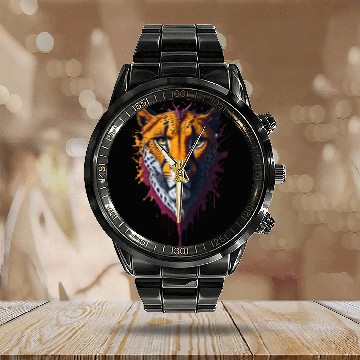 Discover Cheetah | Wild Animal Calendar Steel Band Watch