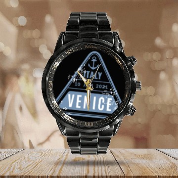 Discover Venice Gondola Italy Venezia Calendar Steel Band Watch