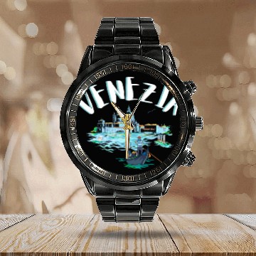 Discover Venice Gondola Italy Venezia Calendar Steel Band Watch