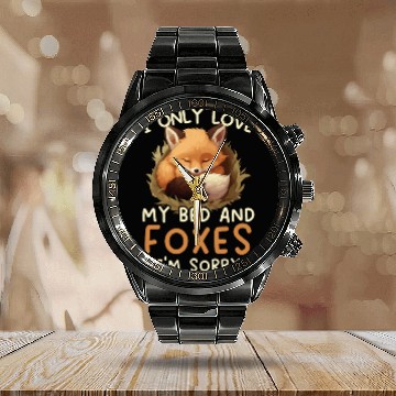 Discover Sleeping Fox Sleepyhead Napping Sleep Fox Lover Calendar Steel Band Watch