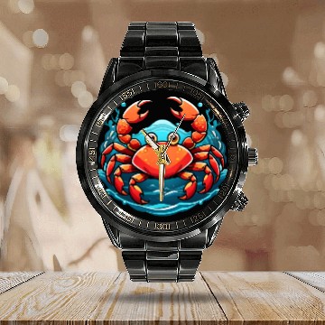 Discover funny crab Calendar Steel Band Watch