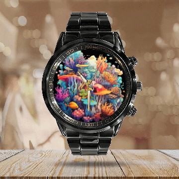 Discover Coral Kaleidoscope: Nature's Mosaic Calendar Steel Band Watch