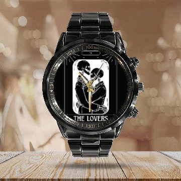 Discover The Lovers Tarot Card Got Skeleton Skull Halloween Calendar Steel Band Watch